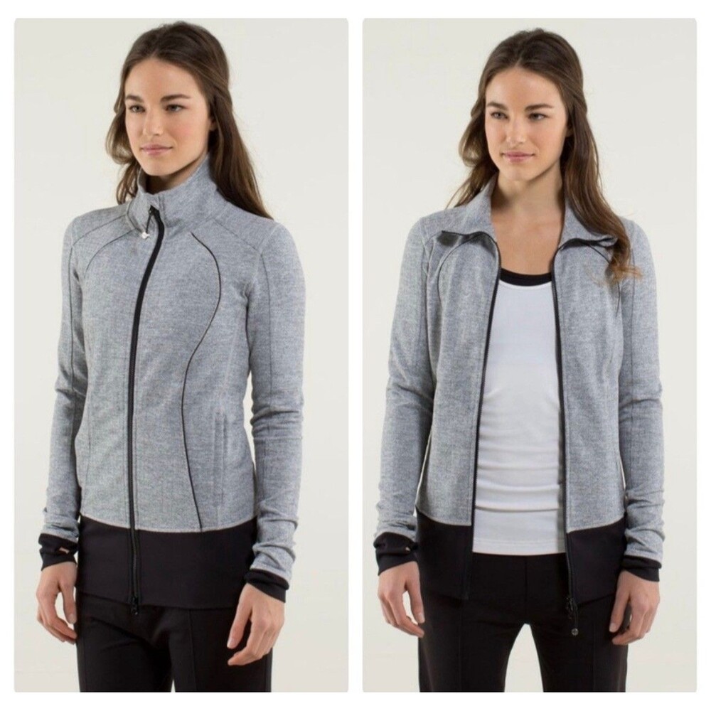 Lululemon Asana Herringbone Full Zip Athletic Women's Jacket Sz 6 - Picture 2 of 10